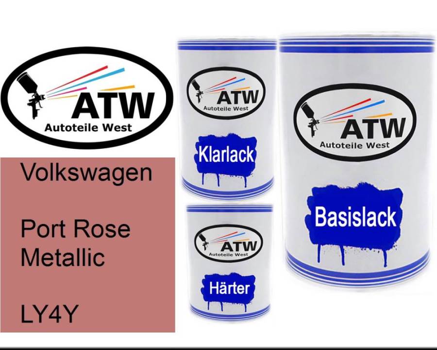 Volkswagen, Port Rose Metallic, LY4Y: 500ml Lackdose + 500ml Klarlack + 250ml Härter - Set, von ATW Autoteile West.